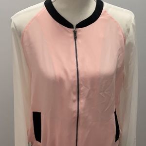 Pink & Off-White zip-up jacket with pockets